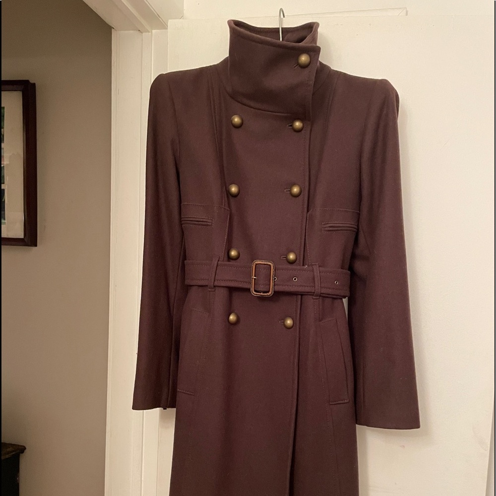 BCBGMaxAzria Brown Wool Women's Long Coat